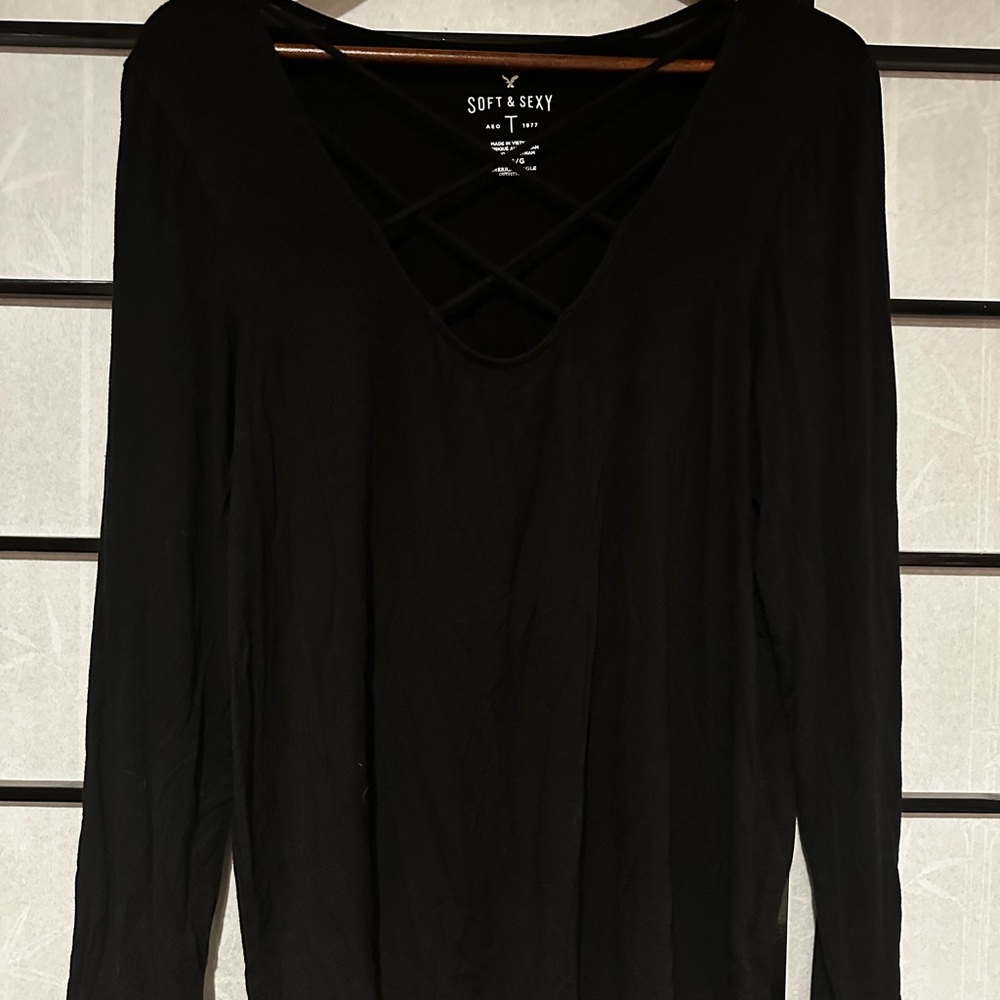American Eagle Soft & Sexy Black Long Sleeve Top